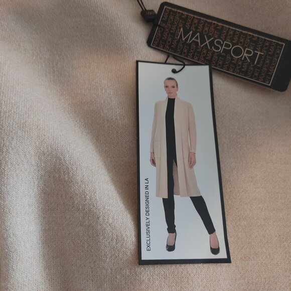 Max Sport Sweaters - Max Sport Women's Long Cardigan Sweater, Color: Heather Stone, Size: Small